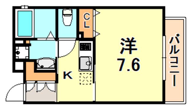 ワコーレヴィアーノ垂水山手II(1K/3階)の間取り写真