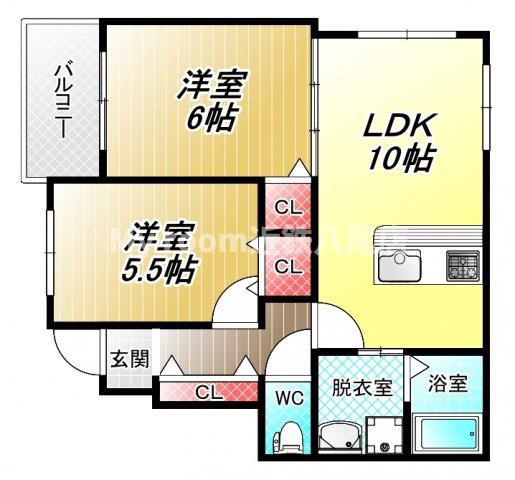 つばきハイツ(2LDK/1階)の間取り写真