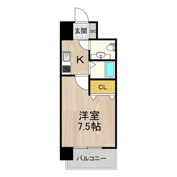 フロンティアタワー名駅南(1K/2階)の間取り写真
