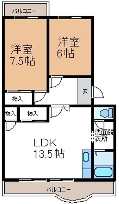 エステイタスKH-1(2LDK/2階)の間取り写真