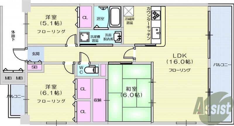 グローリィハイツNO3(3LDK/7階)の間取り写真