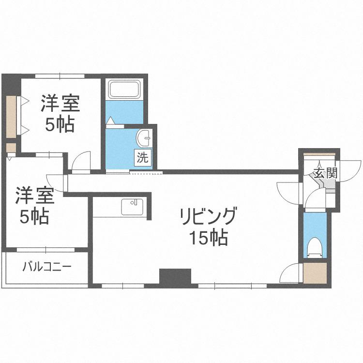 フェイス(2LDK/9階)の間取り写真