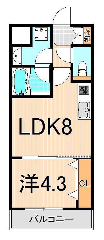 NEOグレイス綾瀬(1LDK/2階)の間取り写真