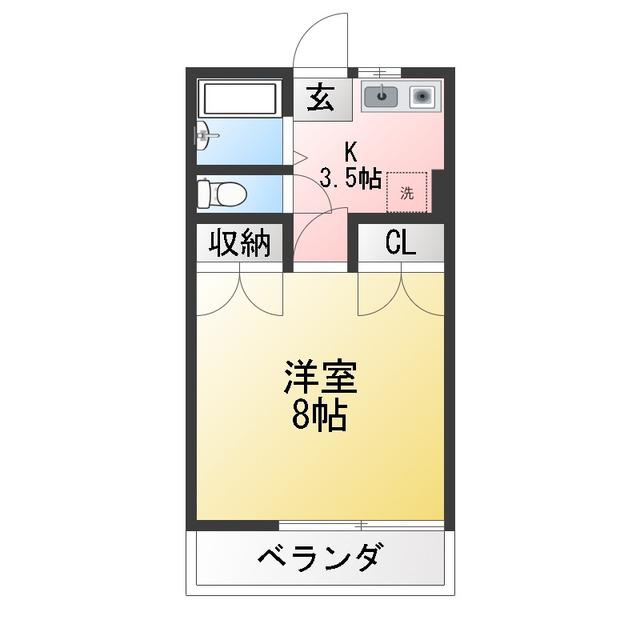 平田コーポラスB棟(1K/2階)の間取り写真