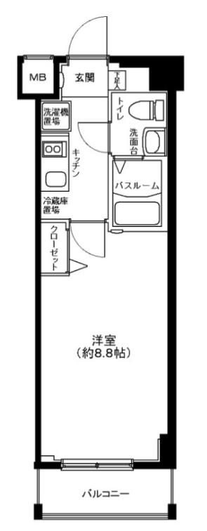 グランフォース中野富士見町(1K/2階)の間取り写真
