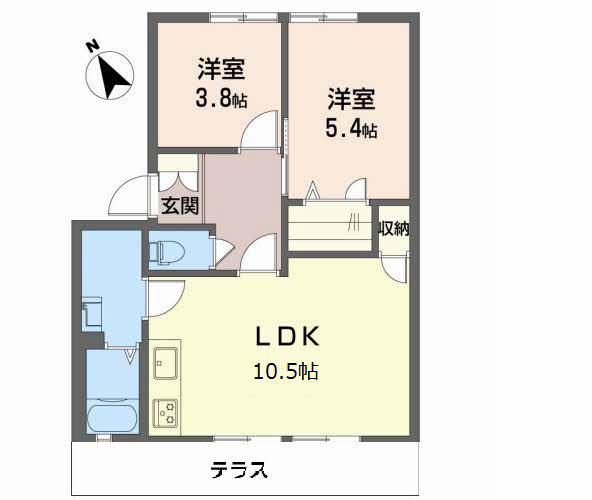 フローラルコート(2LDK/1階)の間取り写真