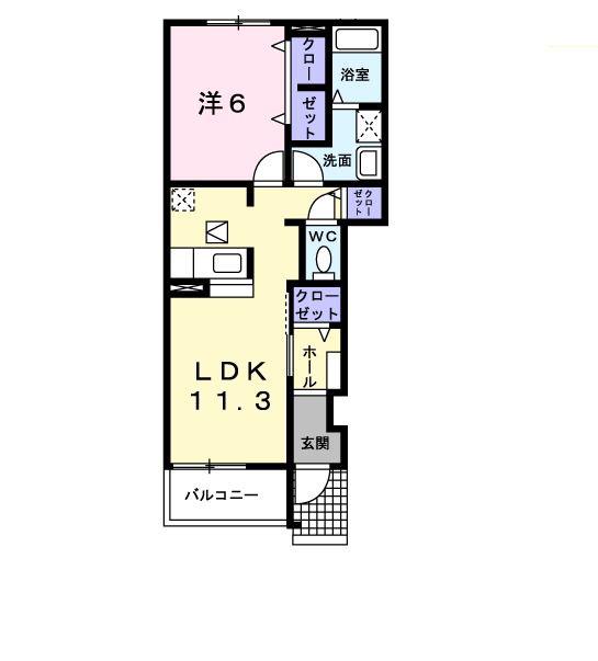 クレデヴェール B(1LDK/1階)の間取り写真