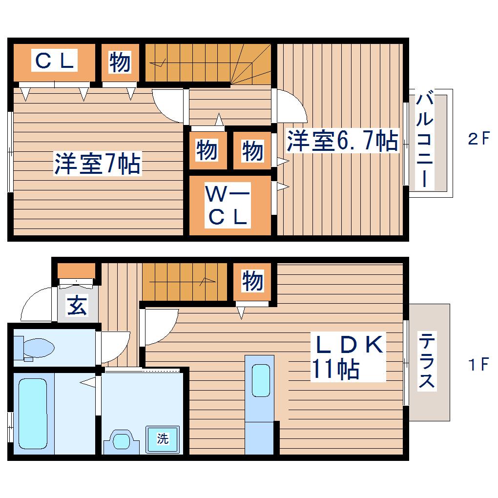 サンクボヌール(2LDK/1階)の間取り写真