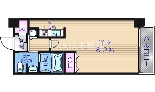 クロスレジデンス大阪新町(ワンルーム/8階)の間取り写真