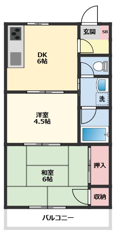 アベニュー茶々(2DK/3階)の間取り写真