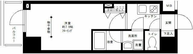 プライムアーバン白山(1K/9階)の間取り写真
