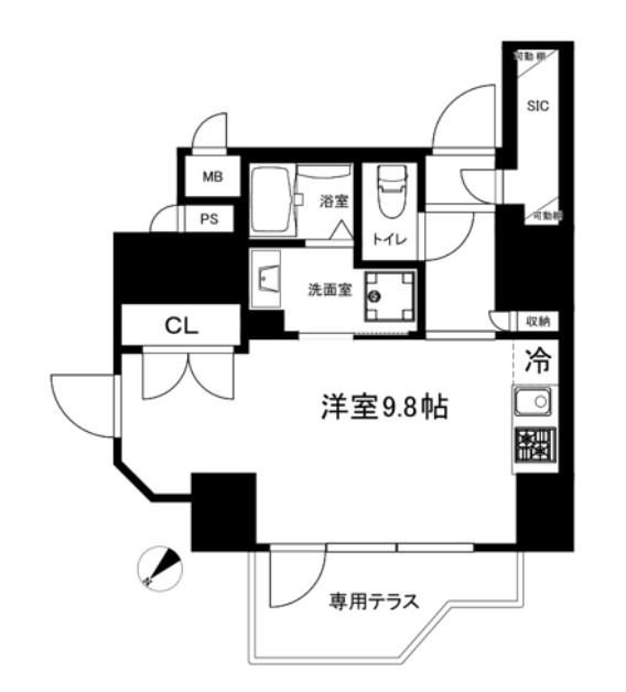 CREAL PREMIER恵比寿クリアルプレミア恵比寿(ワンルーム/1階)の間取り写真