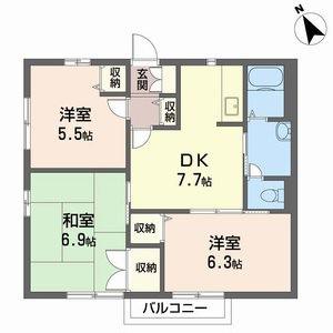 MSシーサイドプラザII(3DK/2階)の間取り写真