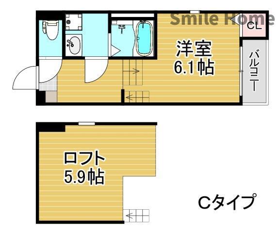 ハーモニーテラス墨江II(1K/1階)の間取り写真
