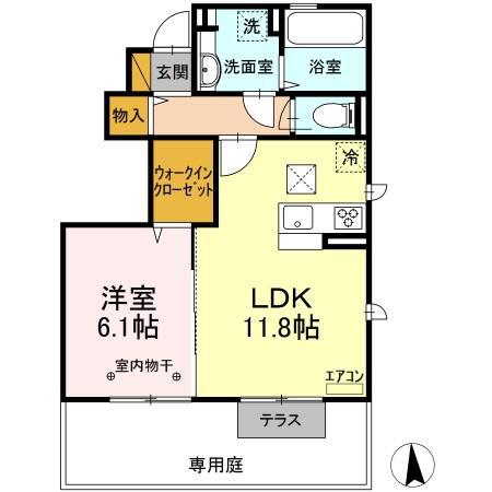 ポスタール(1LDK/1階)の間取り写真