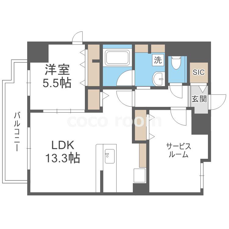 WONNAL堺筋本町(1SLDK/4階)の間取り写真