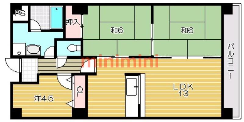 若園11番館(3LDK/1階)の間取り写真