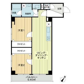 マンション目黒不動前(2LDK/3階)の間取り写真