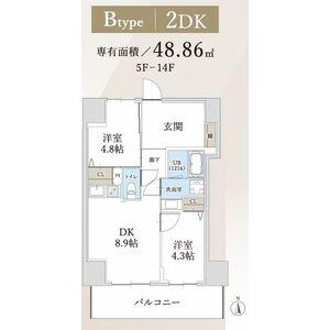 ハイラインV(2DK/8階)の間取り写真