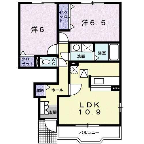 それいゆ東小二里(2LDK/1階)の間取り写真