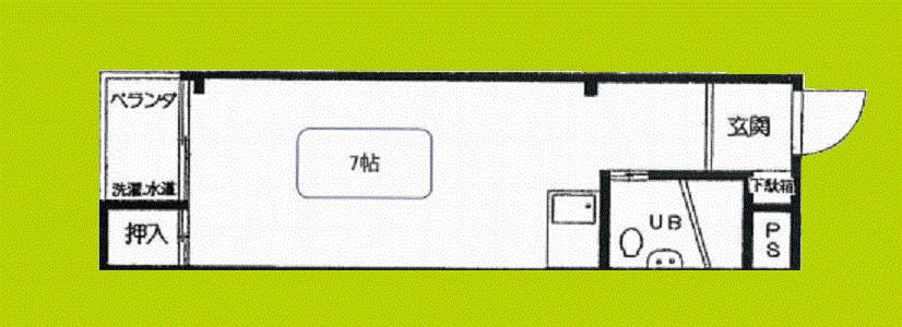 第一東洋ハイツ(ワンルーム/4階)の間取り写真