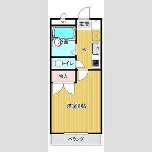 フリーダム星の宮(1K/4階)の間取り写真