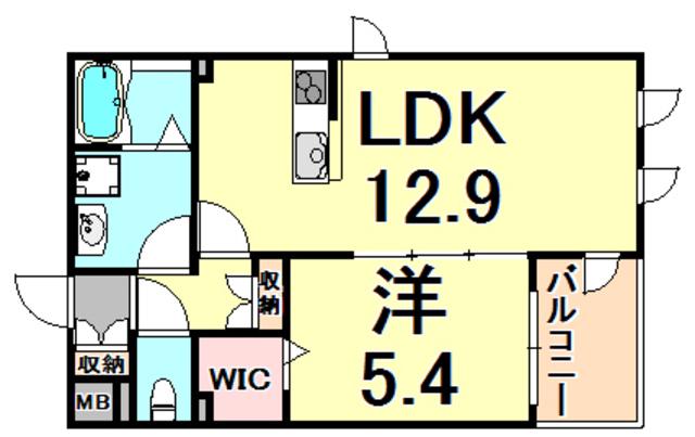 ヴィラージュM(1LDK/2階)の間取り写真
