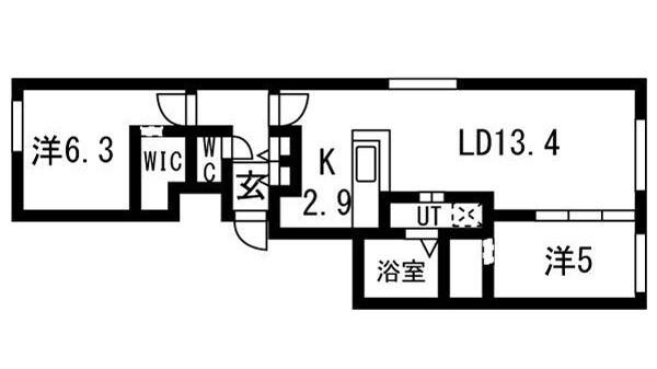 厚別中央2-4MS(2LDK/3階)の間取り写真