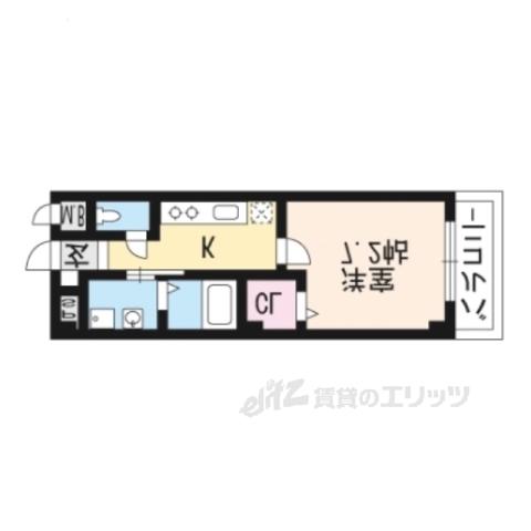 ヌウボー塩小路(1K/2階)の間取り写真