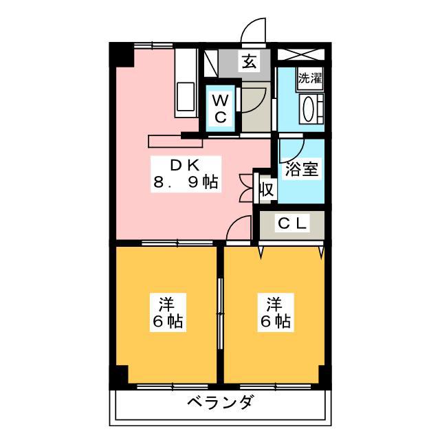 ロイヤルスクエアB(2DK/1階)の間取り写真