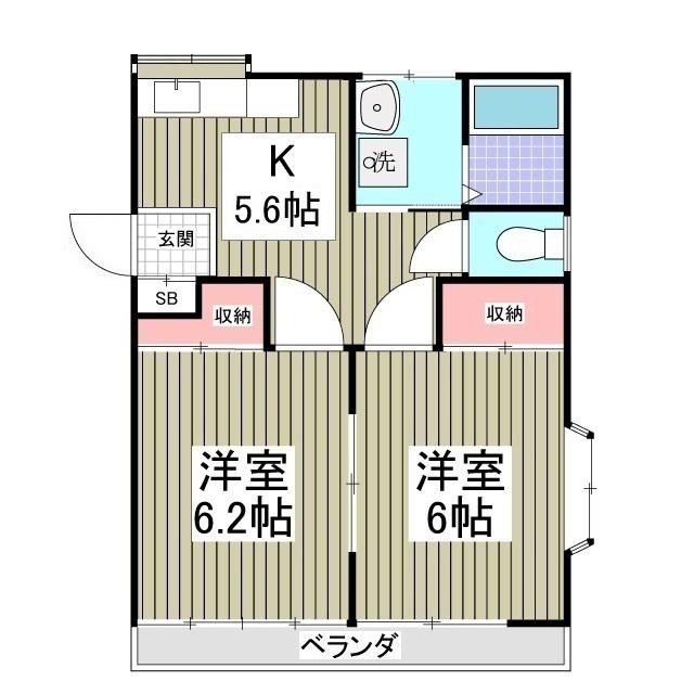 ソレアードコートB(2K/1階)の間取り写真