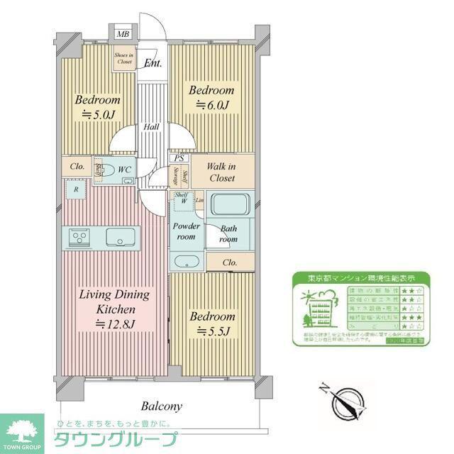 N-STAGE船堀(3LDK/3階)の間取り写真