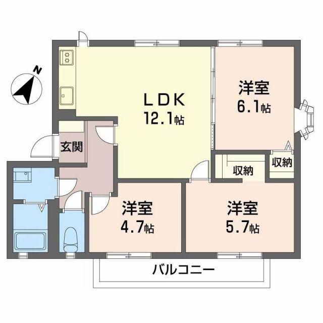 フレグランス学園台 B(3LDK/2階)の間取り写真