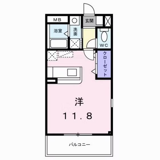 コモドカーサ(ワンルーム/2階)の間取り写真