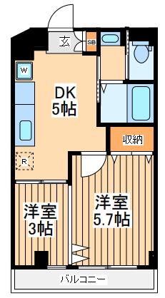 グリーンピア新横浜(2DK/3階)の間取り写真