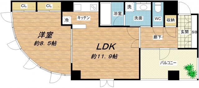 レジディア心斎橋ウエスト(1LDK/5階)の間取り写真