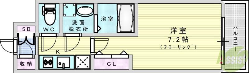 レジュールアッシュ塚本レジデンス(1K/4階)の間取り写真