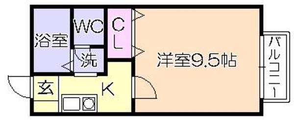 フローラルコート(1K/1階)の間取り写真