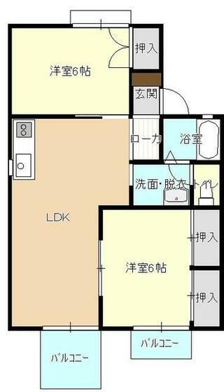 セジュール南光台V(2LDK/1階)の間取り写真
