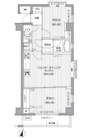 メゾンカルム西新宿(2LDK/2階)の間取り写真