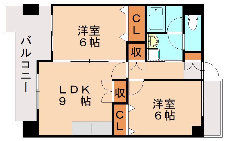 グランメール博多東(2LDK/6階)の間取り写真