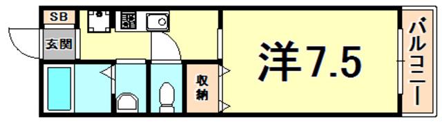 コンパニエロ北口(1K/1階)の間取り写真