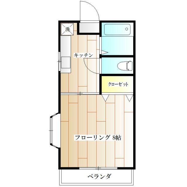 ハイツミヤII(1K/2階)の間取り写真