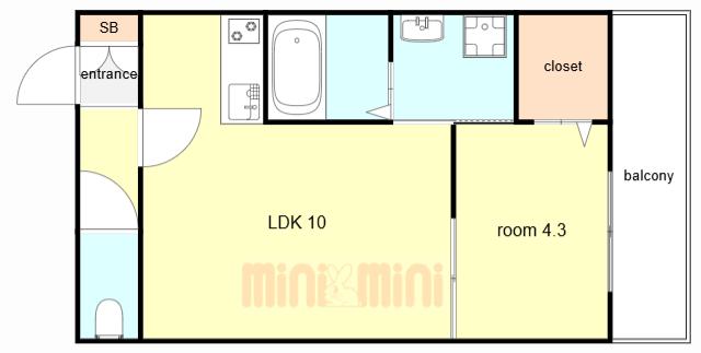 フォルモント須磨(1LDK/2階)の間取り写真
