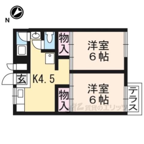 宮町ハイツ(2K/1階)の間取り写真