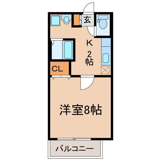 フェヴァリーIII(1K/2階)の間取り写真