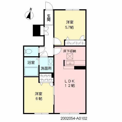 コスモス(2LDK/1階)の間取り写真
