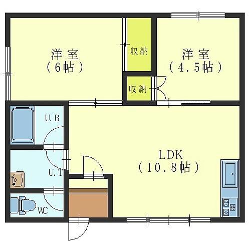 ハウザー美原(2LDK/2階)の間取り写真