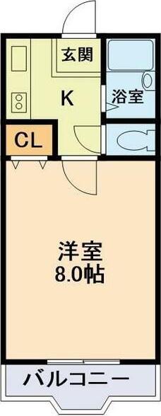 オーファス健軍(1K/3階)の間取り写真