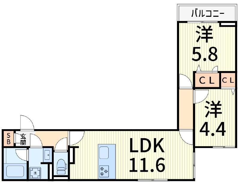 セレスティア柴又II(2LDK/1階)の間取り写真